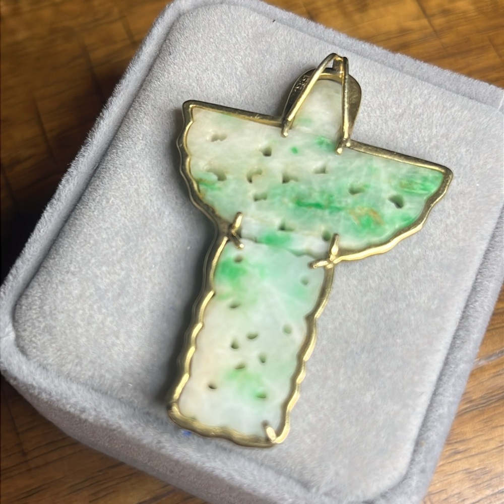 Vintage Jade angel 14 karat gold - Picture 3 of 8